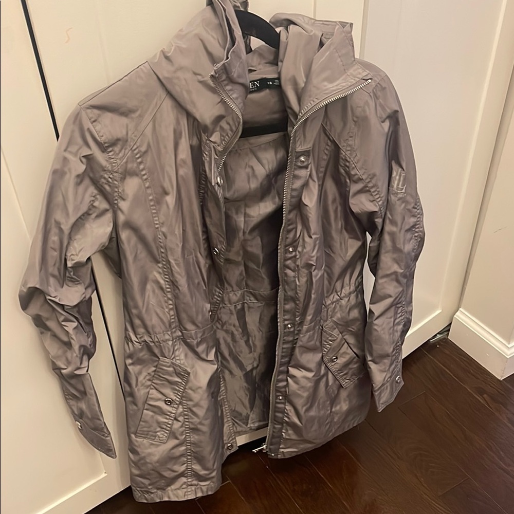 Lauren by Ralph Lauren Rain Jacket Size XS Packable Hood Silver Gray